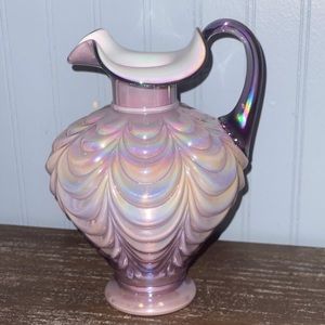 Fenton Lavender overlay drape pitcher 7” tall